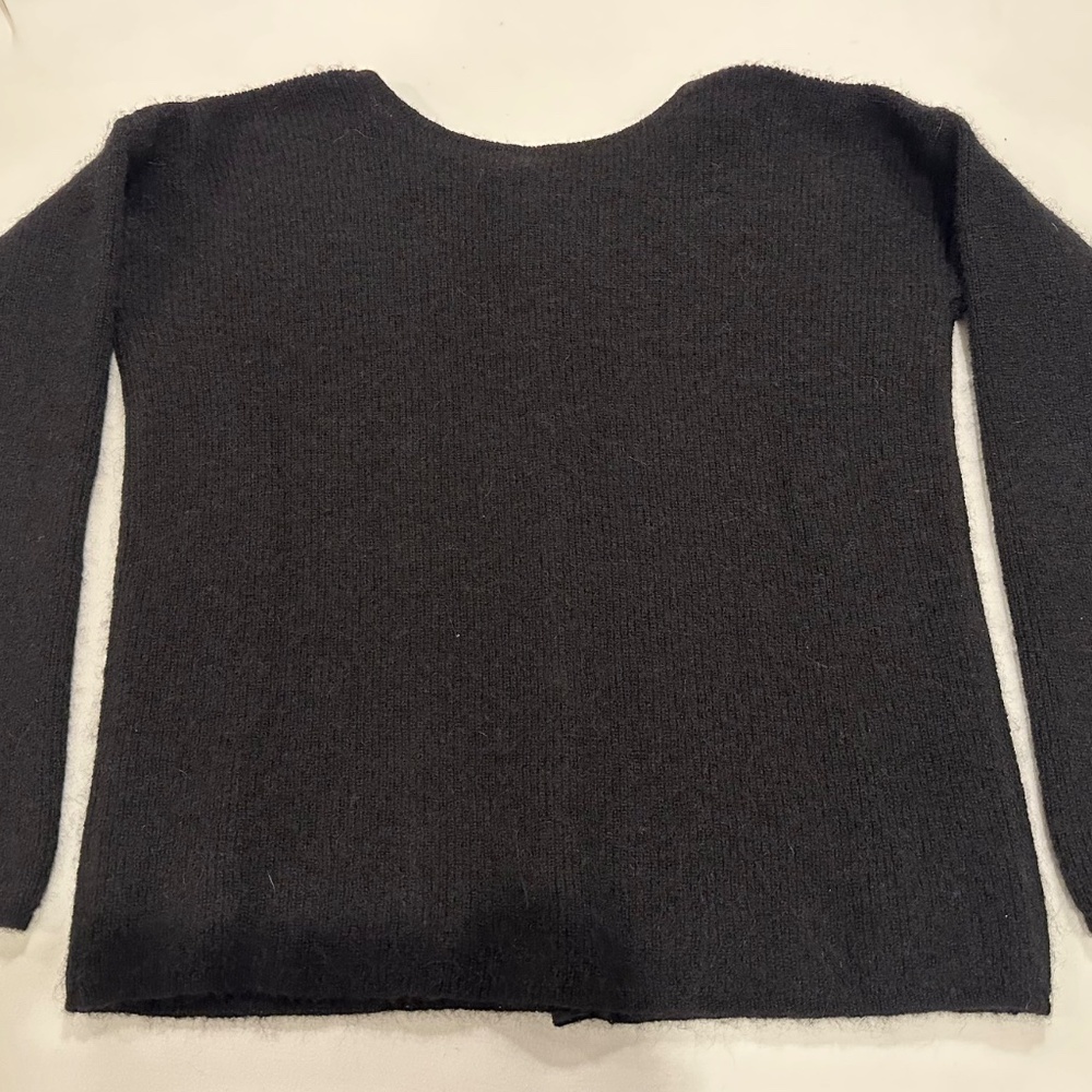 Sezane Black Button-Front Wool Blend Cardigan - Picture 2 of 5